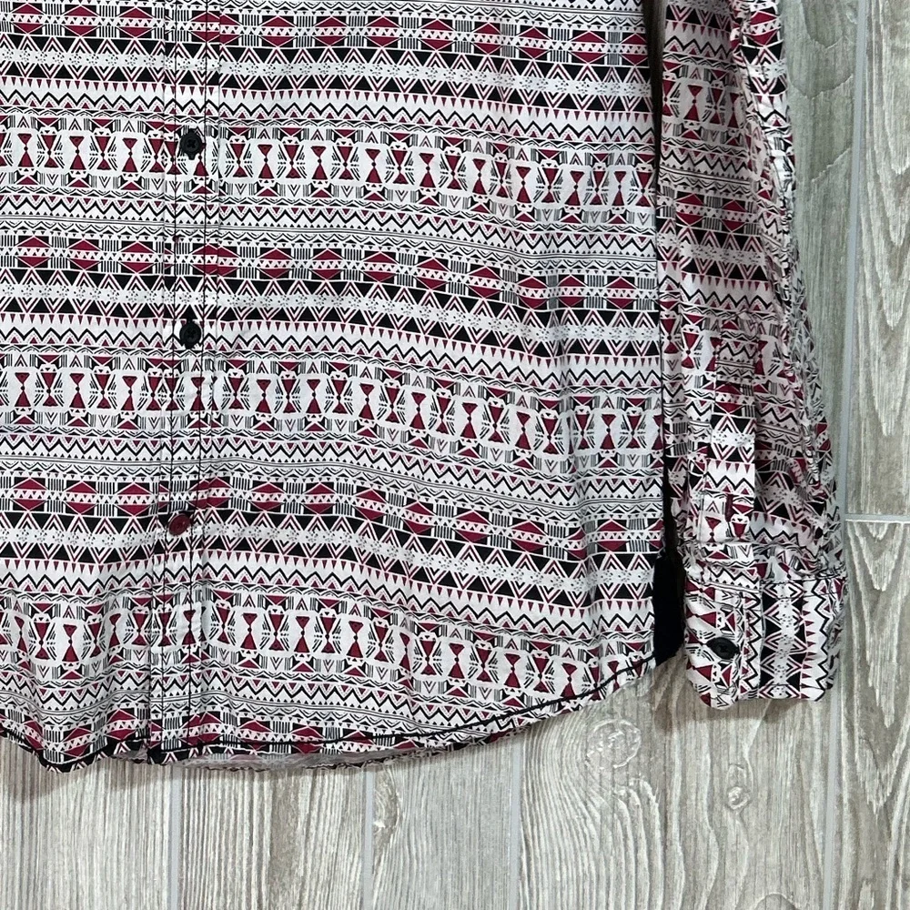 Tranquility Mayhem Mens Roll Tab Long Sleeve Graphic Button Down Shirt SZ M - Picture 3 of 16
